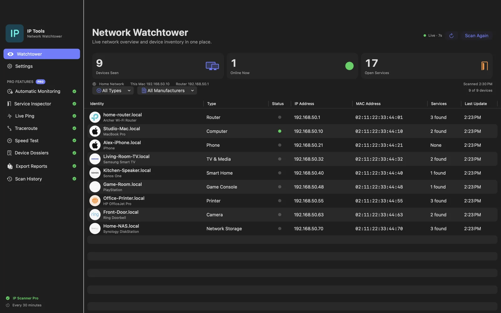 IP Scanner for Mac network overview